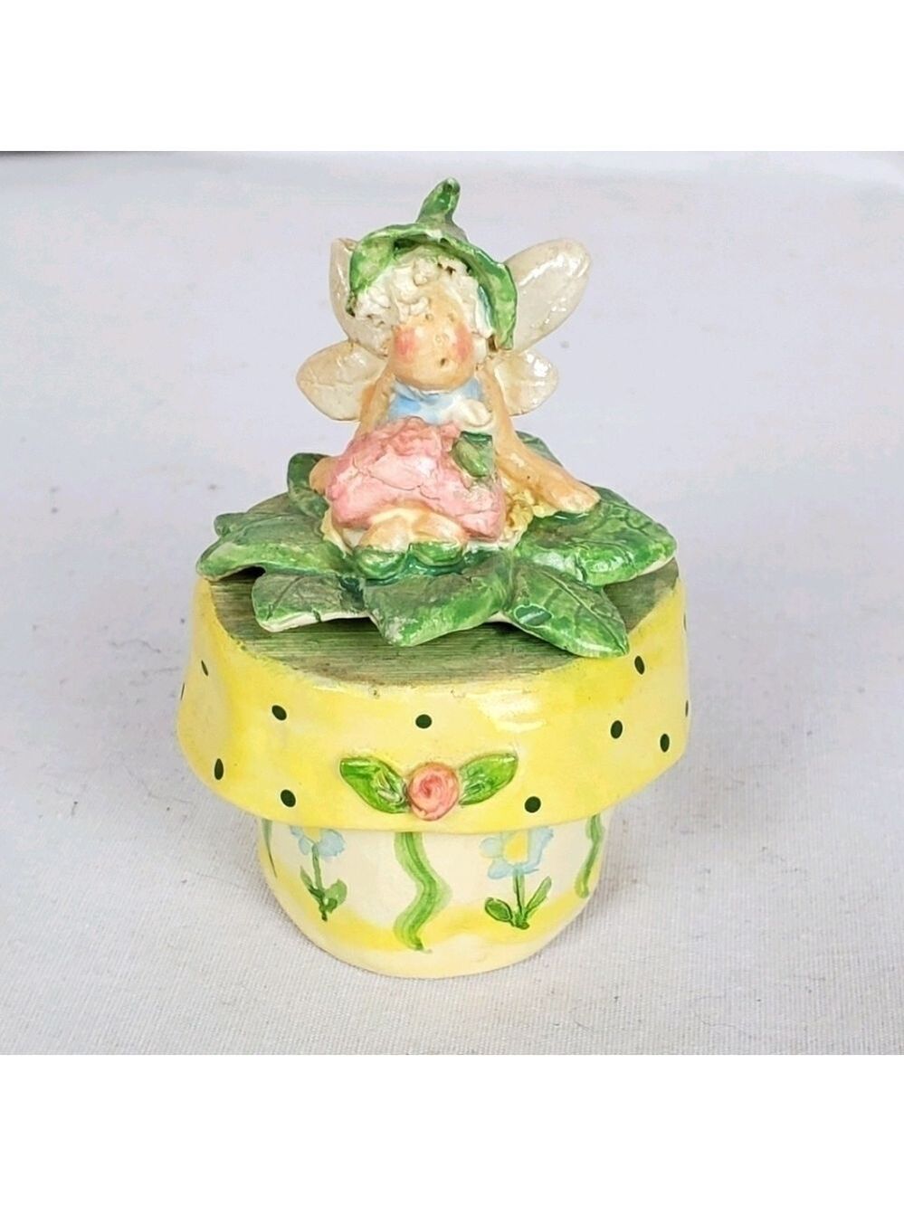 Vtg artist signed Tiny Faerie Fairy trinket box handcrafted